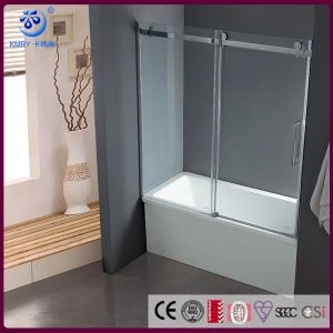 Bieb tad-doċċa tal-ħġieġ li jiżżerżaq mingħajr frameless fuq tub, 56-60 in. Wisa ', ħġieġ ta' 3/8 pulzier, finitura tal-kromju (KD8113T)