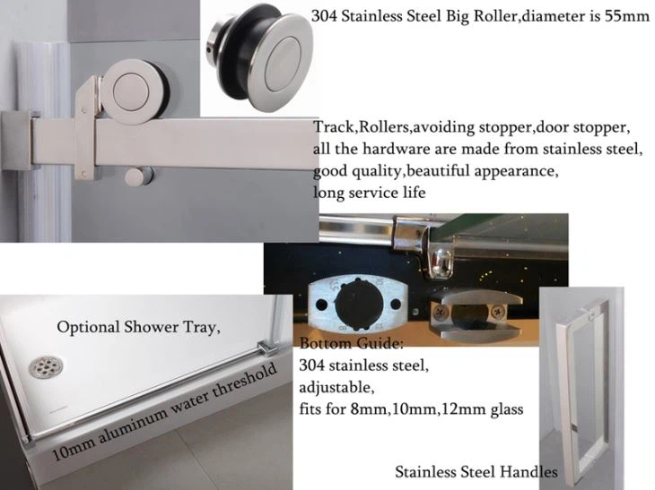 Straight Frameless Glass Sliding Shower Doors